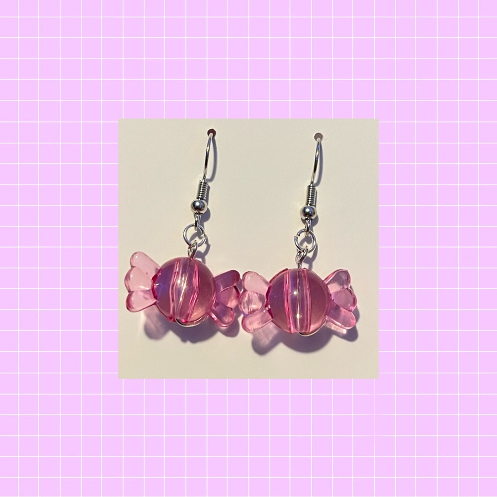 Dark pink candy earrings